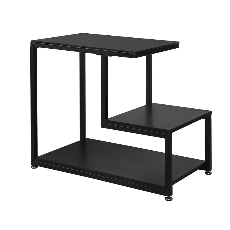 SoBuy FBT65-SCH Bout de Canapé Table d’Appoint Tables Basses avec 3 Étagères de Rangement