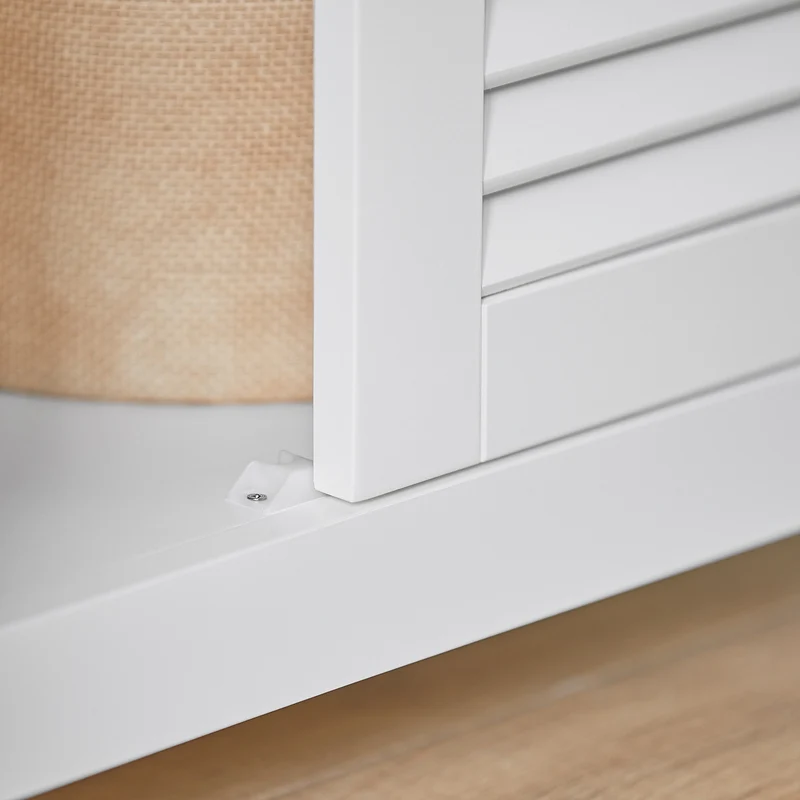 sebuyfr.comG238-W Meuble de Salle de Bain avec 2 Portes Persiennes – 1 Tiroir, Étagère Réglable, 60×35×87 cm, Blanc