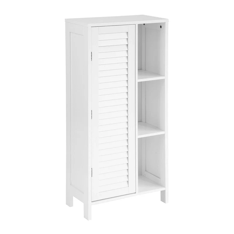SoBuy BZR39-W Meuble de Salle de Bain Haut – Armoire de Salle de Bain Étroit avec Porte Lamellée et 3 Étagères – Placard de Rangement pour Cuisine, Toilette, Blanc, 48 x 96 x 24cm