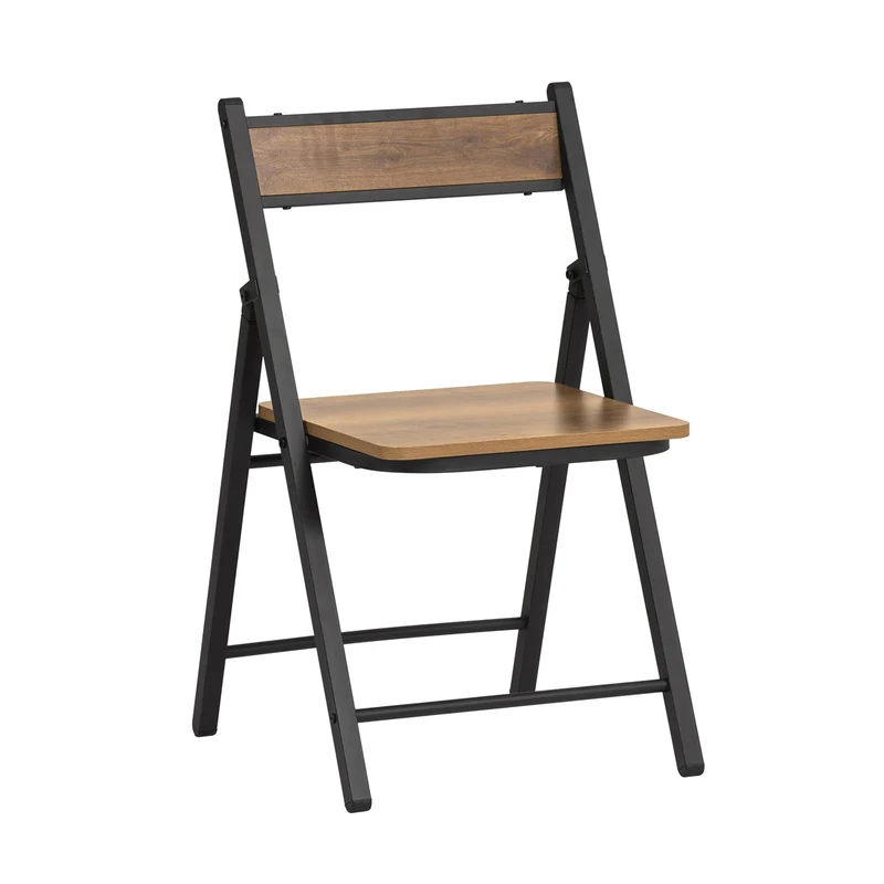 SoBuy FST88-PF Chaise Pliante Robuste en Bois et Métal Chaise Visiteur Chaise Pliable Style Industriel pour Cuisine, Bureau 46 x 48 x 80 cm