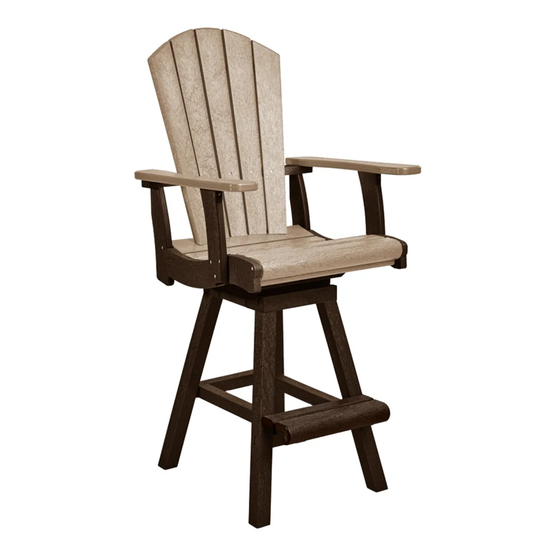 Chaise de salle à manger pub extérieure pivotante en plastique recyclé - C25