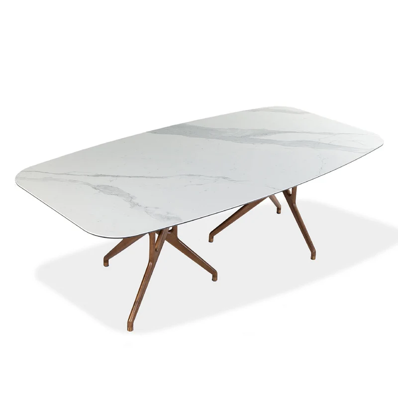 Table de salle à manger rectangulaire avec contour arrondi en céramique - Rafa