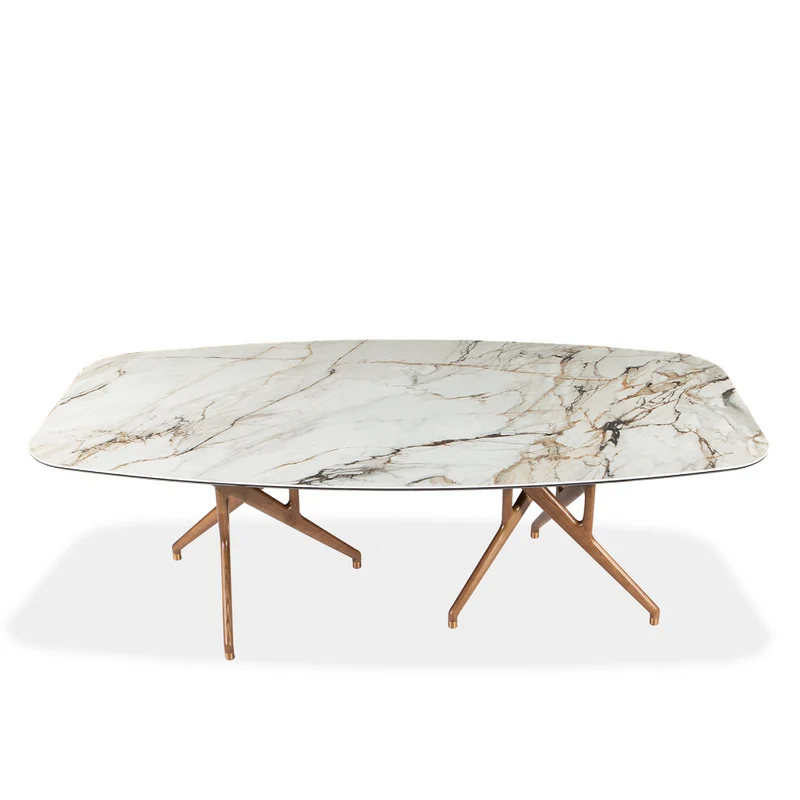 Table de salle à manger rectangulaire avec contour arrondi en céramique - Rafa