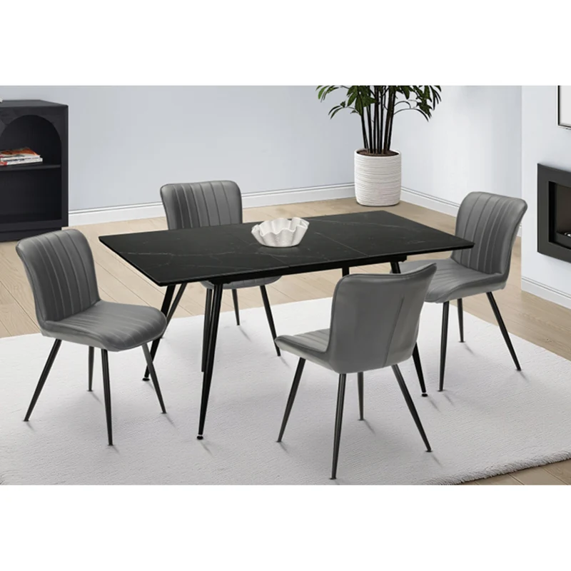 Ensemble de salle à manger avec 4 chaises rembourrées aspect cuir gris - I 1133-1131