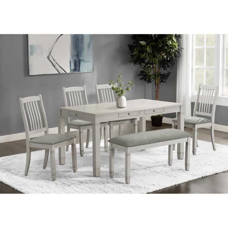 Banc de salle à manger rembourré en tissu gris - I 1257