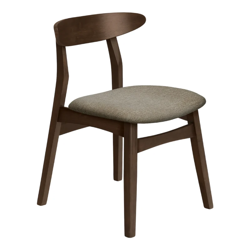 Ensemble de 2 chaises de salle à manger en bois brun avec assise rembourrée en tissu beige - I 1365