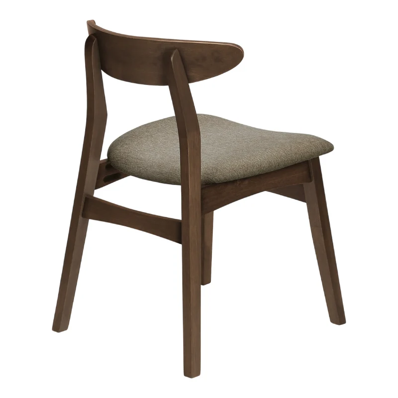 Ensemble de 2 chaises de salle à manger en bois brun avec assise rembourrée en tissu beige - I 1365