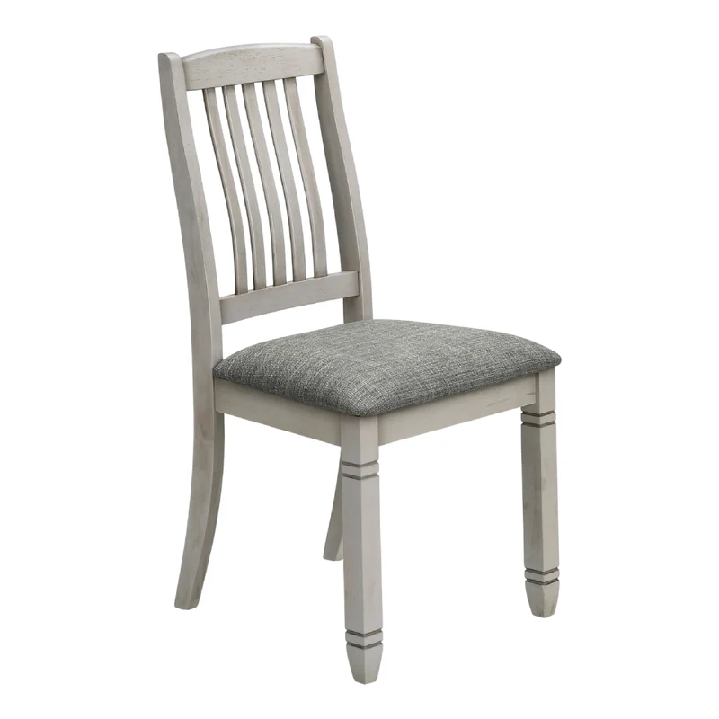 Ensemble de 2 chaises de salle à manger en bois avec assise rembourrée en tissu gris - I 1256