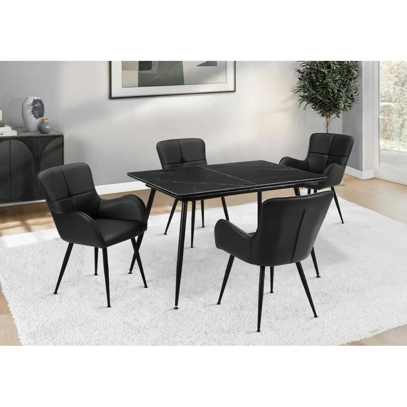 Table de salle à manger extensible en pierre frittée et métal - I 1132-1133