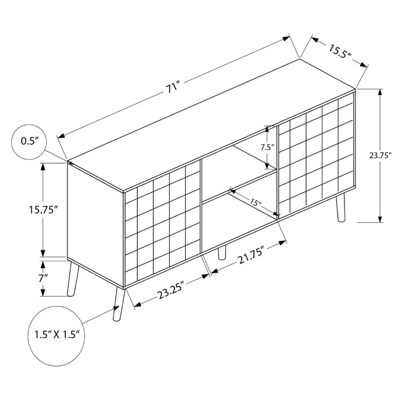 Meuble de télévision en bois/MDF noyer foncé avec 2 portes - I 2787