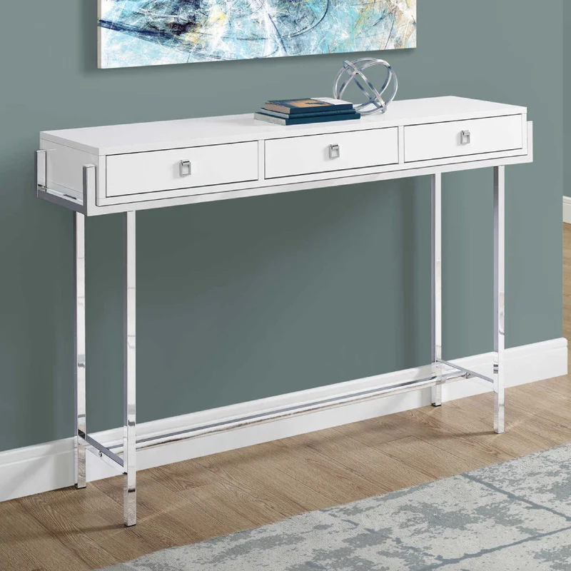 Table console en stratifié et métal avec 3 tiroirs - I 3297-3299