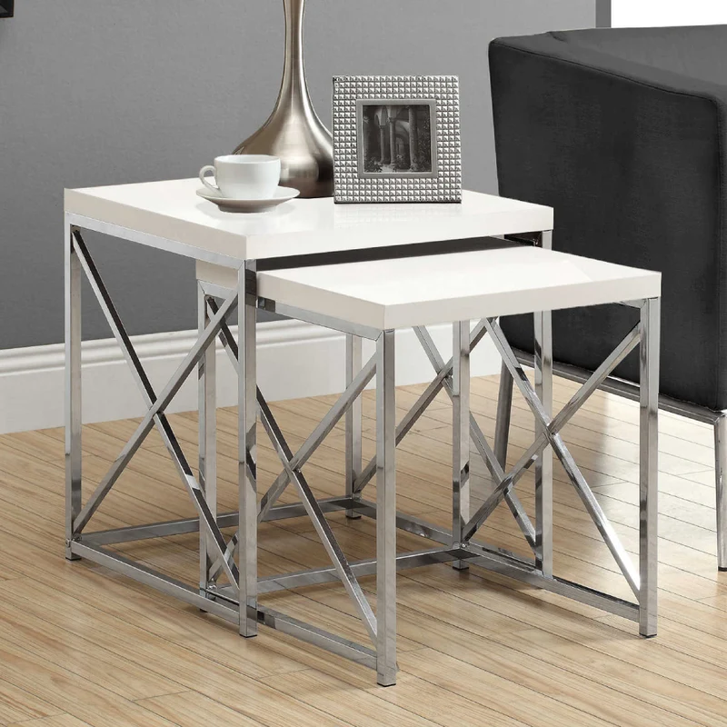 Ensemble de 2 tables gigognes en stratifé et métal - I 3025-3237