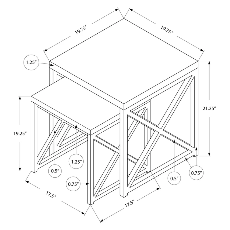 Ensemble de 2 tables gigognes en stratifé et métal - I 3025-3237