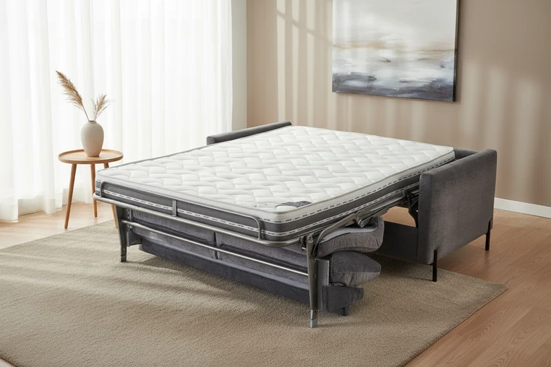 Canapé convertible en velours gris 3 places - Briol