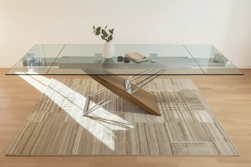 Table en verre et bois extensible - Fely