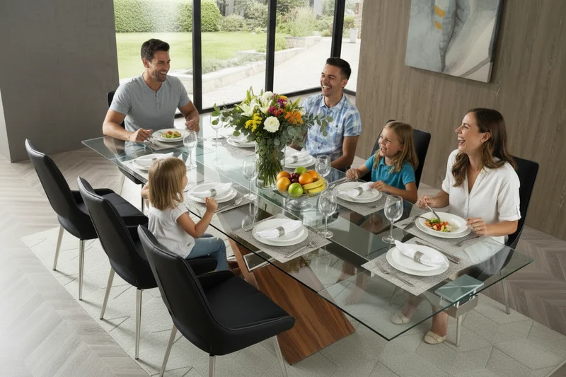 Table en verre et bois extensible - Fely