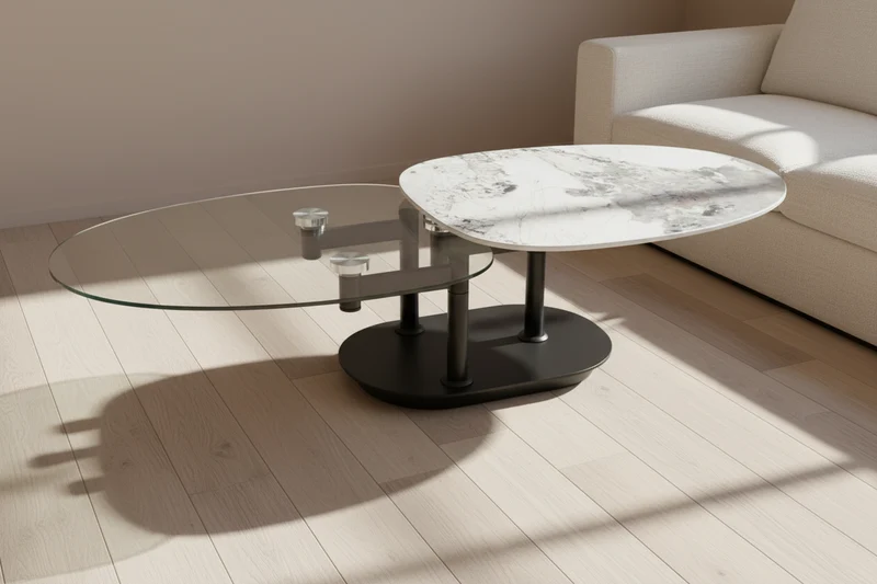 Table basse verre céramique pivotante - Oletta
