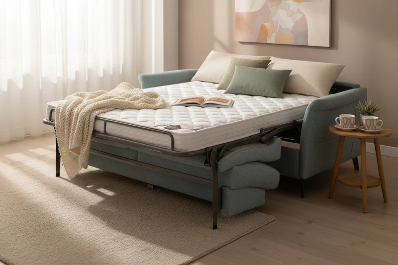 Canapé convertible en tissu bleu - Fannie