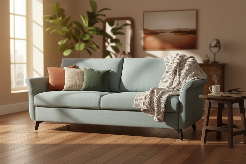 Canapé convertible en tissu bleu - Fannie