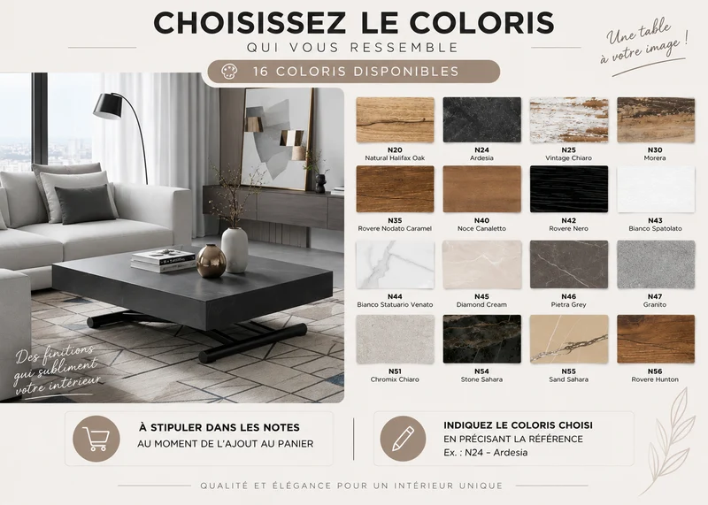 Table basse relevable et extensible – Carine