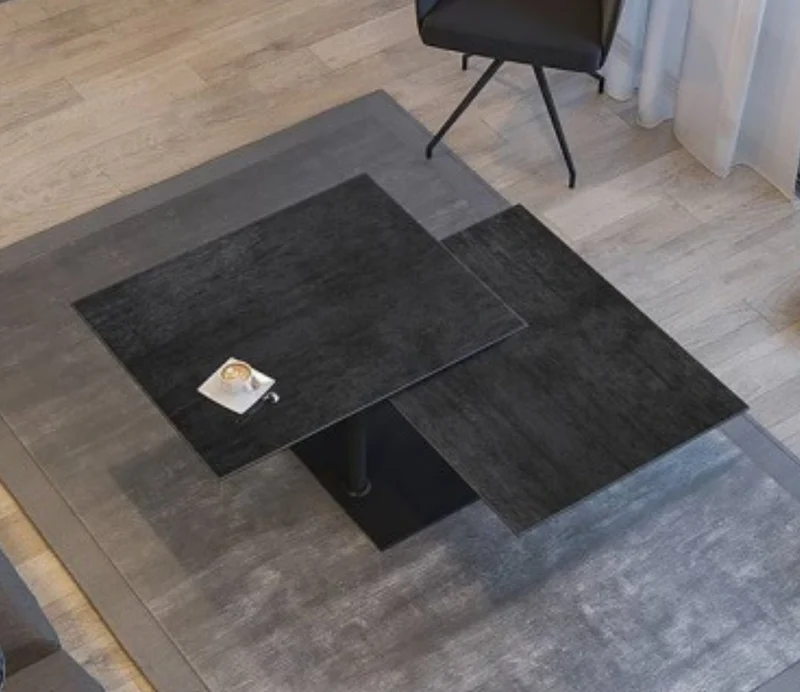 Table basse effet marbre blanc pivotante – Opera