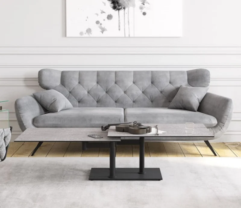 Table basse effet marbre blanc pivotante – Opera