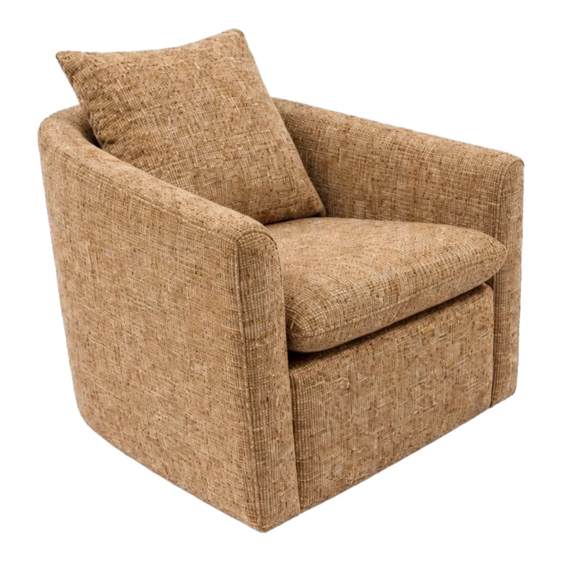 Fauteuil pivotant en tissu et aspect cuir - Evan