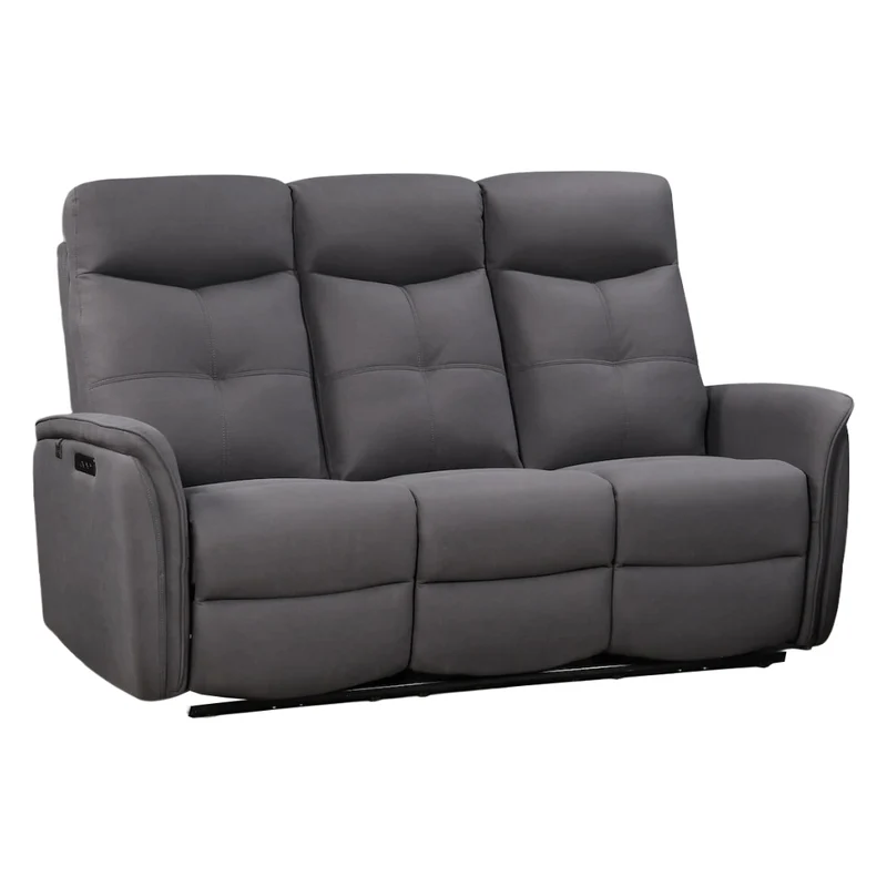 Sofa inclinable motorisé en cuir et en tissu avec table centrale rabattable - Oslo