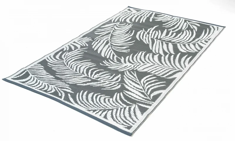 Tapis extérieur rectangulaire Hawaï 270x470cm gris motifs palmiers