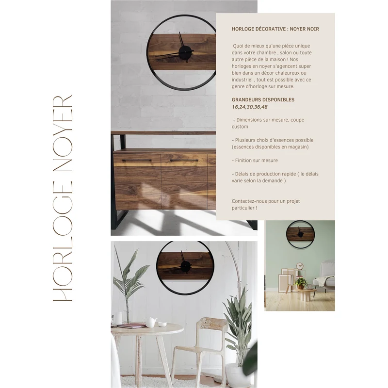 Horloge Décorative - Noyer Noir