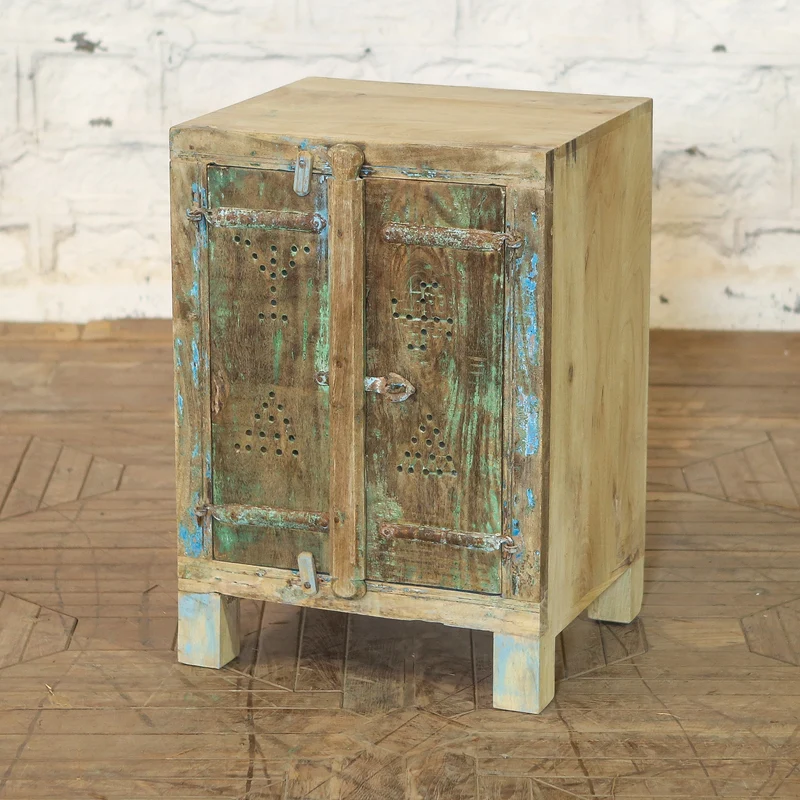 Table de nuit 2 portes en teck et manguier — 18×17×26" — PA32597