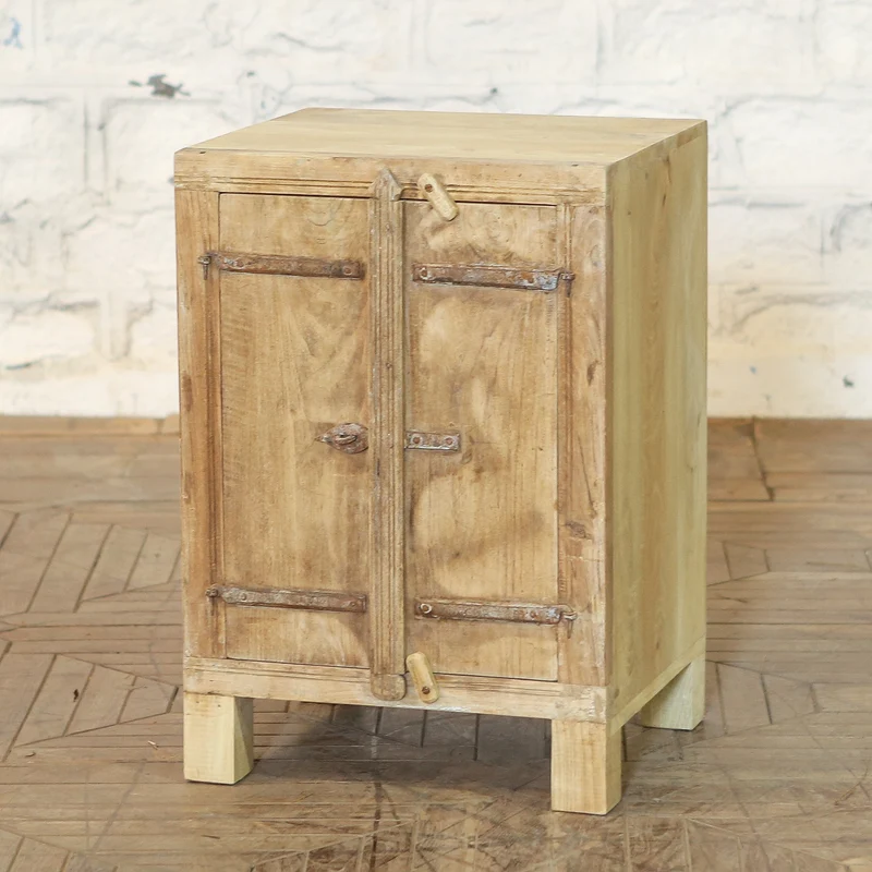 Table de nuit 2 portes en teck et manguier — 18×17×26" — PA32598
