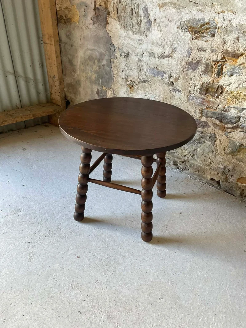 Table basse ronde en bois pieds tournés