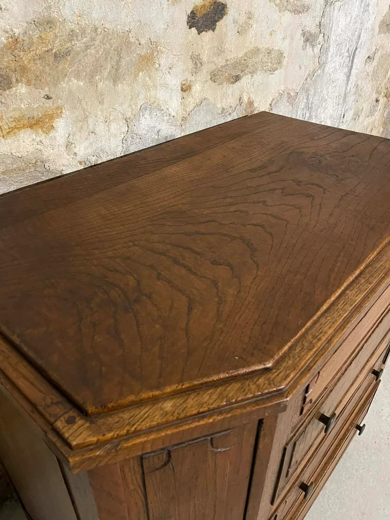Commode en chêne massif 4 tiroirs style campagne chic