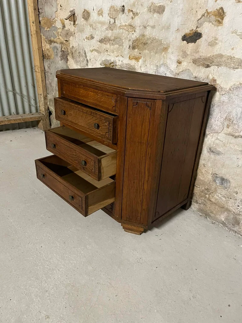 Commode en chêne massif 4 tiroirs style campagne chic
