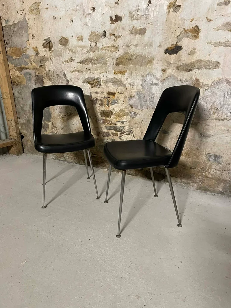 Lot de 2 chaises design noir pieds métal style contemporain