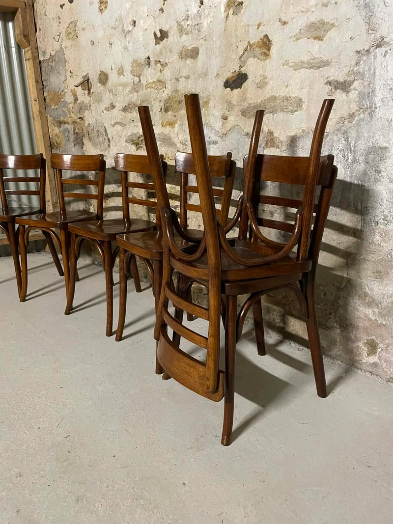 Lot de 6 chaises Baumann en bois courbé