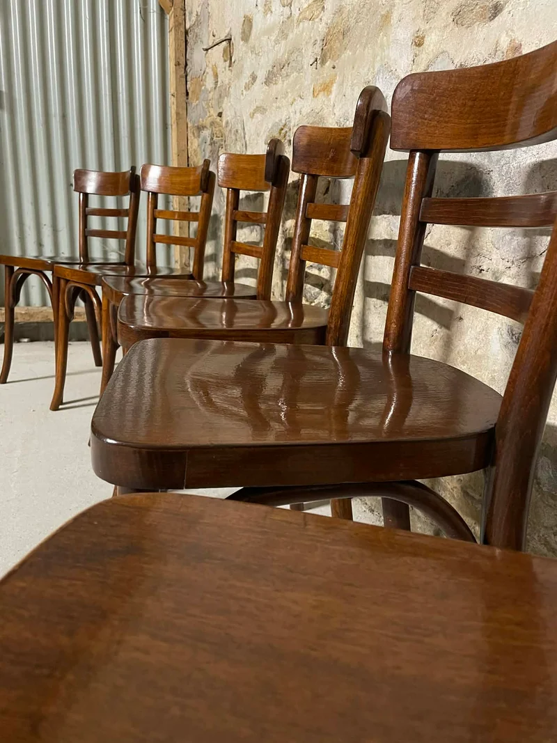 Lot de 6 chaises Baumann en bois courbé