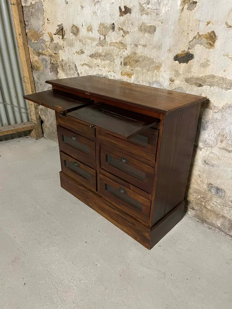 Meuble de métier ancien 6 tiroirs en bois