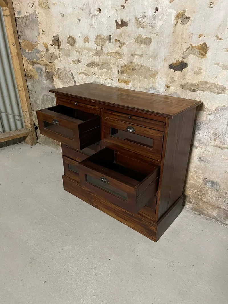 Meuble de métier ancien 6 tiroirs en bois