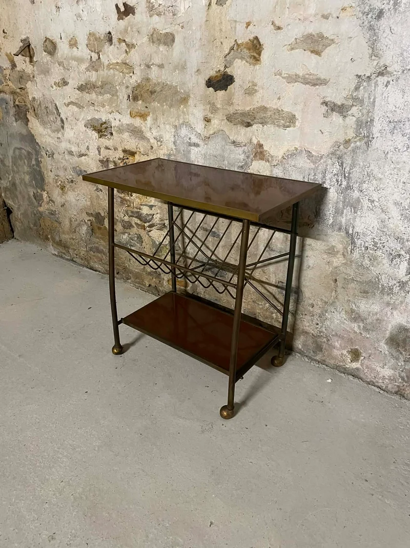 Table d’appoint vintage avec porte-revues/vinyles