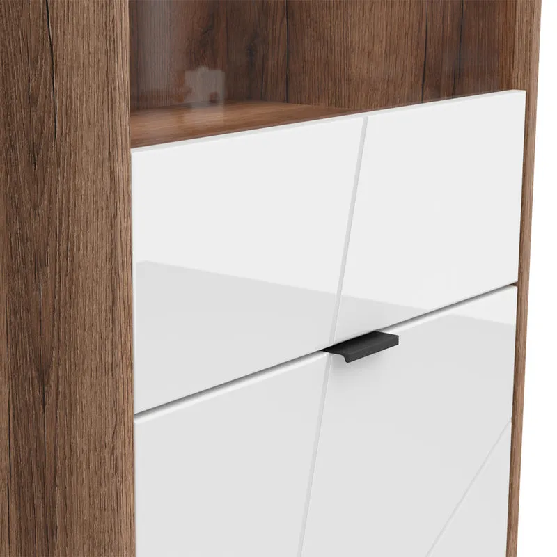 Vitrine 2 portes Sven Blanc et Bois