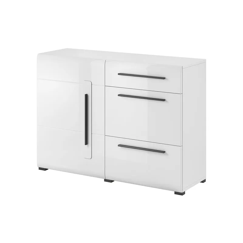 Buffet 1 porte 3 tiroirs Louis Blanc