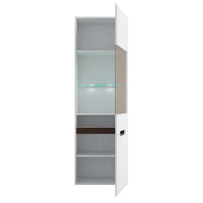 Vitrine 2 portes avec LED Darrel Blanc laqué et Bois