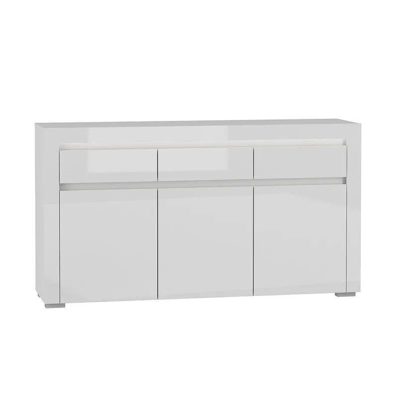 Buffet 3 portes 3 tiroirs LED inclus Kasla Blanc