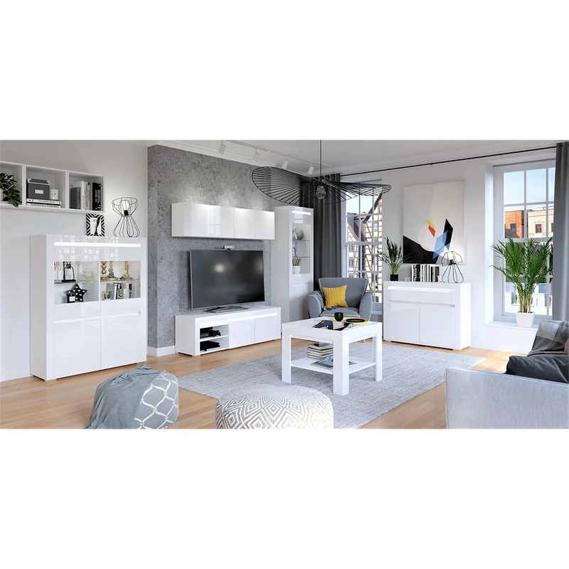Buffet 2 portes 1 tiroir LED inclus Kasla Blanc