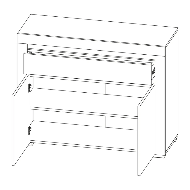 Buffet 2 portes 1 tiroir LED inclus Kasla Bois et Anthracite