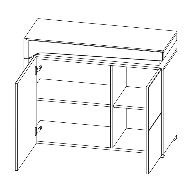 Buffet 2 portes LED inclus Teo Blanc et Bois