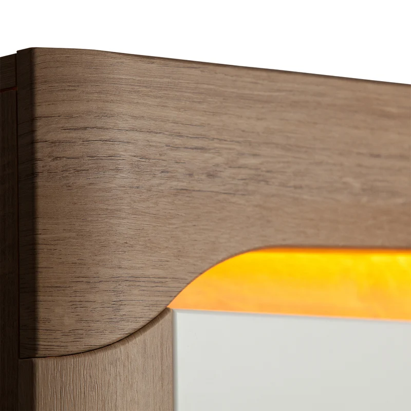 Vaisselier 2 portes droite LED inclus Teo Blanc et Bois