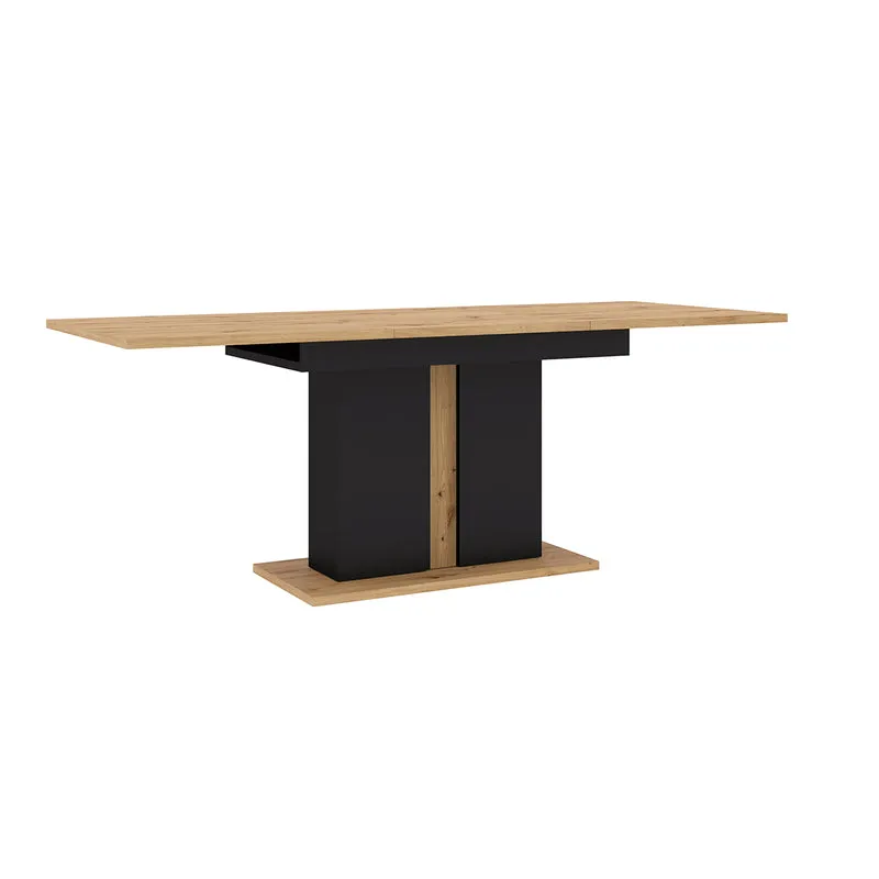 Table à manger extensible 1 pied 4 à 8 places Nouka Bois et Noir